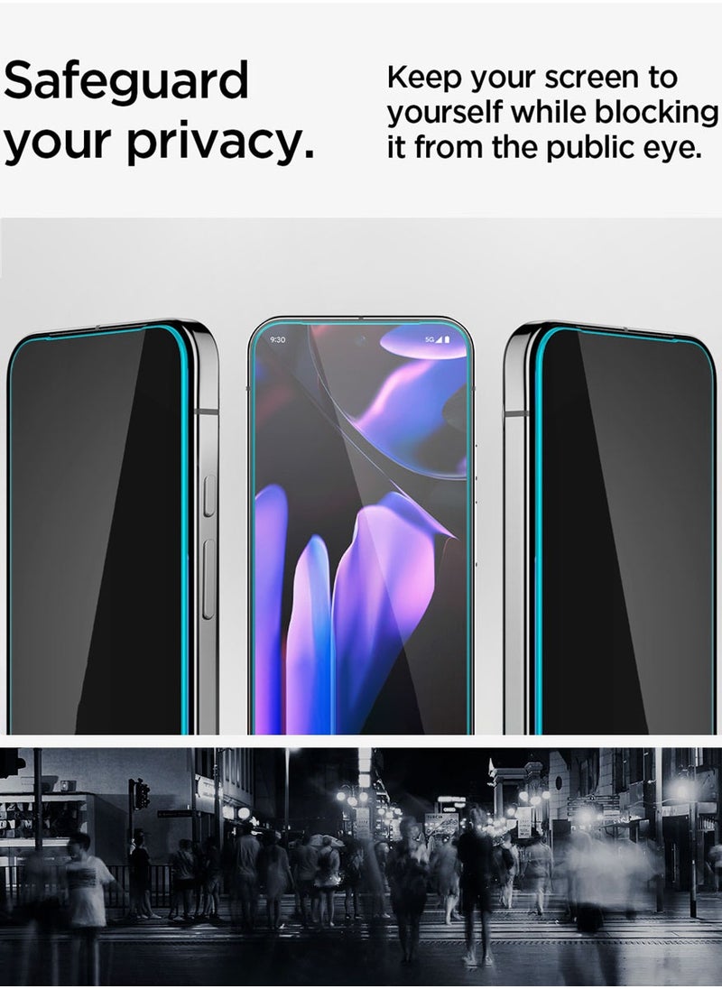 Spigen - GLAStR EZ Fit Google Pixel 9 / Pixel 9 PRO PRIVACY Screen Protector [2 PACK] Premium Tempered Glass with Auto Align technology - 2 PACK - Image 1