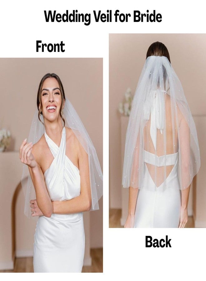 Homeaura Bridal Veil for Bride with Elegant Pearl Design Pearl Embellishment | Lightweight Wear | Bridal Finish | White Veil | Wedding Accessory - Image 5