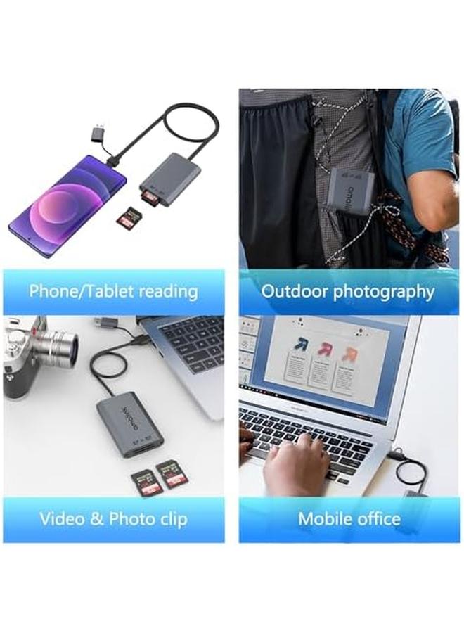 Excefore Sd Uhs Ii Dual Slot Card Reader Dual Slot Usb C Sd 4.0 Memory Card Reader Adapter Usb 3.2 Gen 1 Workflow Dual Slot Sdhc Sdxc Uhs Ii - Image 3