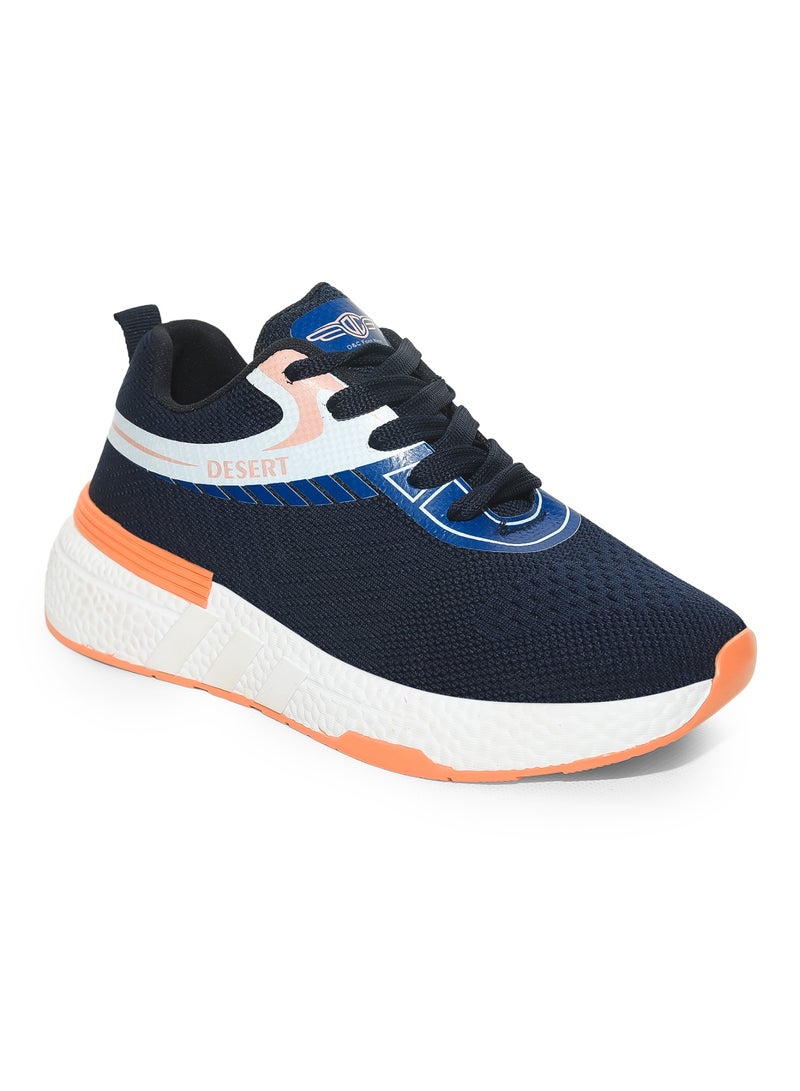 Desert Sportive Knitted Textile Lace-up Sneakers For Women - Image 1