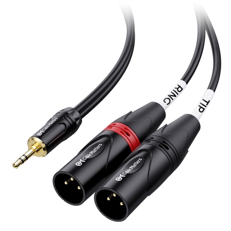 Cable Matters 3.5mm 1/8 Inch TRS to 2 XLR Cable 6 ft, Male to Male Aux to Dual XLR Breakout Cable - Image 1