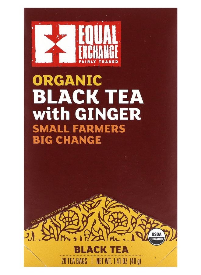 Equal Exchange Organic Black Tea with Ginger 20 Tea Bags 1.41 oz (40 g) 