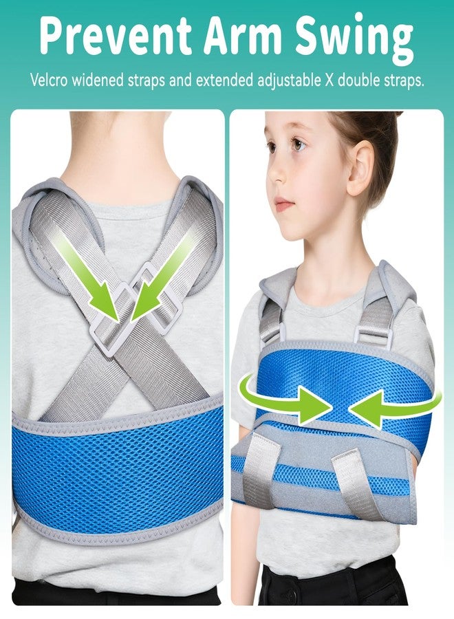 lefeke Arm Sling Shoulder Immobilizer with Chest Strap (Fits Right & left Arm), Breathable Medical Sling for Shoulder Injury for Child (Blue) - Image 2