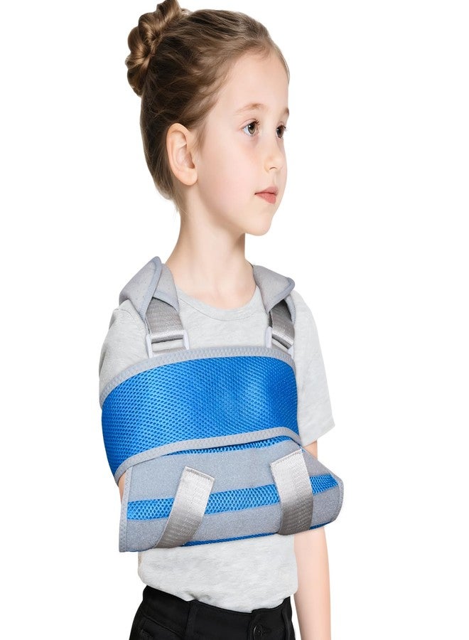 lefeke Arm Sling Shoulder Immobilizer with Chest Strap (Fits Right & left Arm), Breathable Medical Sling for Shoulder Injury for Child (Blue) - Image 1