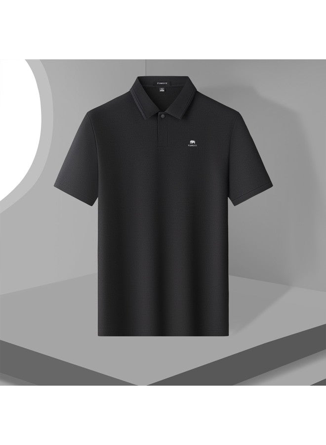 Fomoce summer Fashion Men's Casual Short Sleeve Polo Shirt With Classic Collar - Image 4