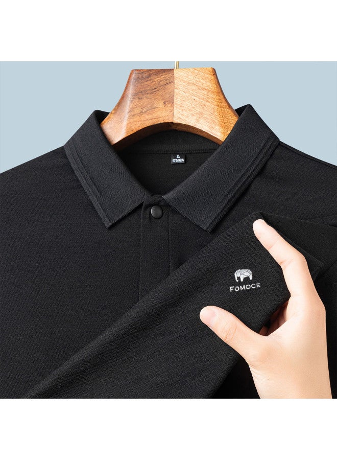 Fomoce summer Fashion Men's Casual Short Sleeve Polo Shirt With Classic Collar - Image 3