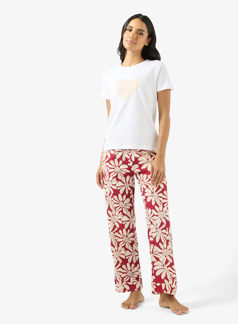 Ginger Cotton Relaxed Fit T-Shirt & Pyjama Set