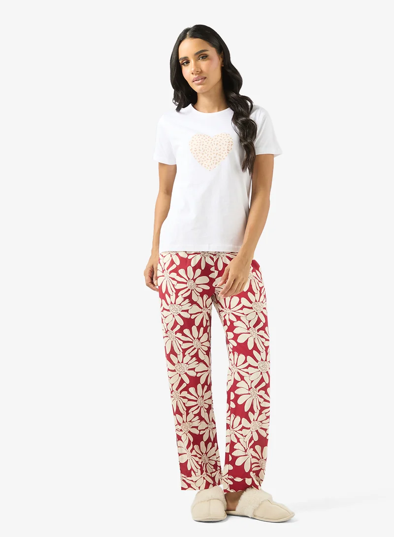 Ginger Cotton Relaxed Fit T-Shirt & Pyjama Set