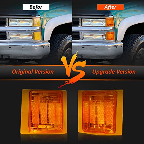 Bestview Front Turn Signal Corner Light Assembly, Upper Lower Side Marker Reflector Lamp, Chrome Housing Amber Lens Compatible with Chevy C/K 10 Pickup Truck 1500 2500 3500 1994-1998 Tahoe 1995-1999 - Image 4