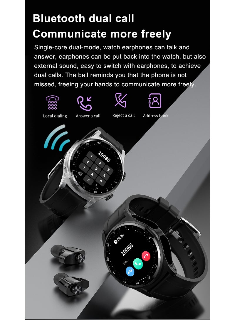 GT 66 Smart Watch TWS Bluetooth Headset 2 In1 Multi Sport Mode Heart Rate Sleep Monitoring White - Image 2