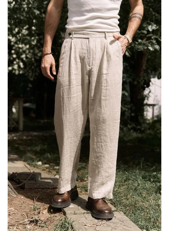 Bohemai  Carlo Natural Linen Men's Pants. for Men | Best Price UAE