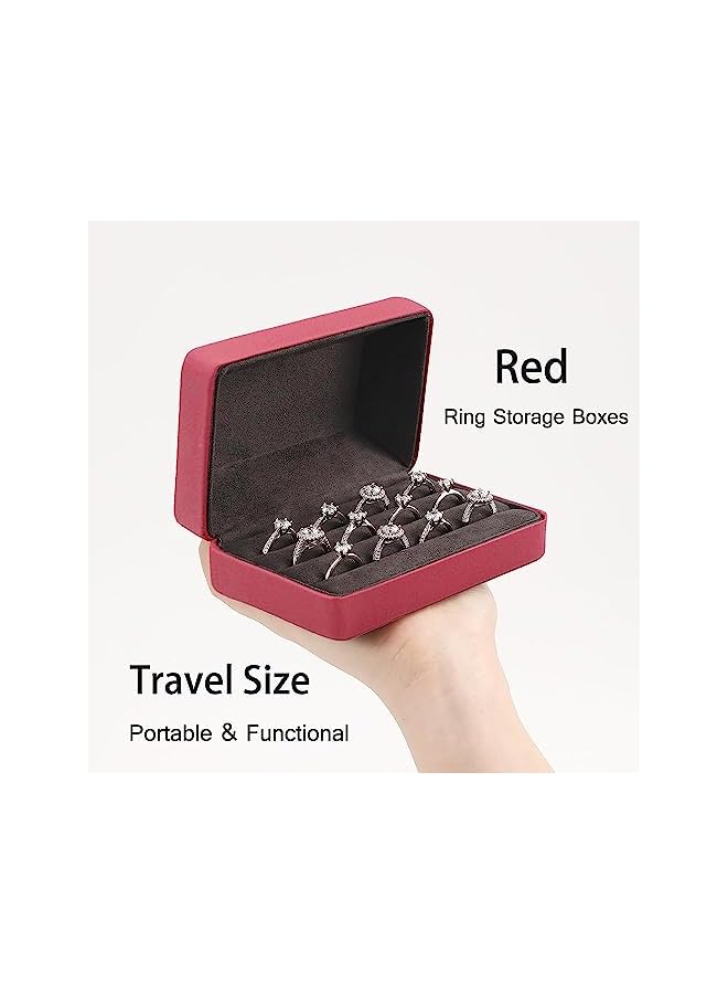The Bros Portable Jewelry Rings Organizers, Ring Storage Boxes for Multiple Rings, Stylish Travel Jewelry Case for rings, earrings, brooches and cufflinks (Red)  - Image 2