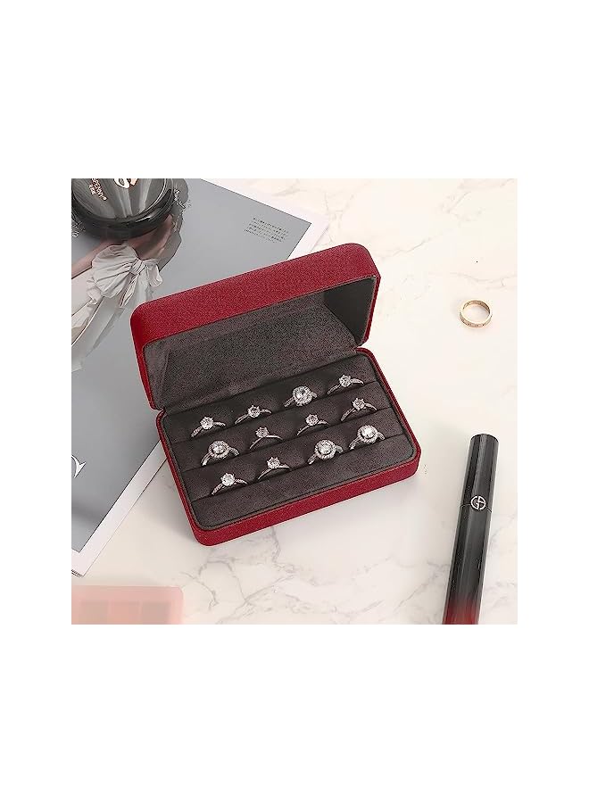 The Bros Portable Jewelry Rings Organizers, Ring Storage Boxes for Multiple Rings, Stylish Travel Jewelry Case for rings, earrings, brooches and cufflinks (Red)  - Image 5