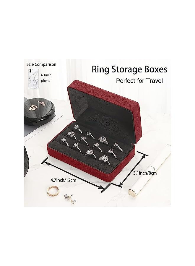 The Bros Portable Jewelry Rings Organizers, Ring Storage Boxes for Multiple Rings, Stylish Travel Jewelry Case for rings, earrings, brooches and cufflinks (Red)  - Image 4