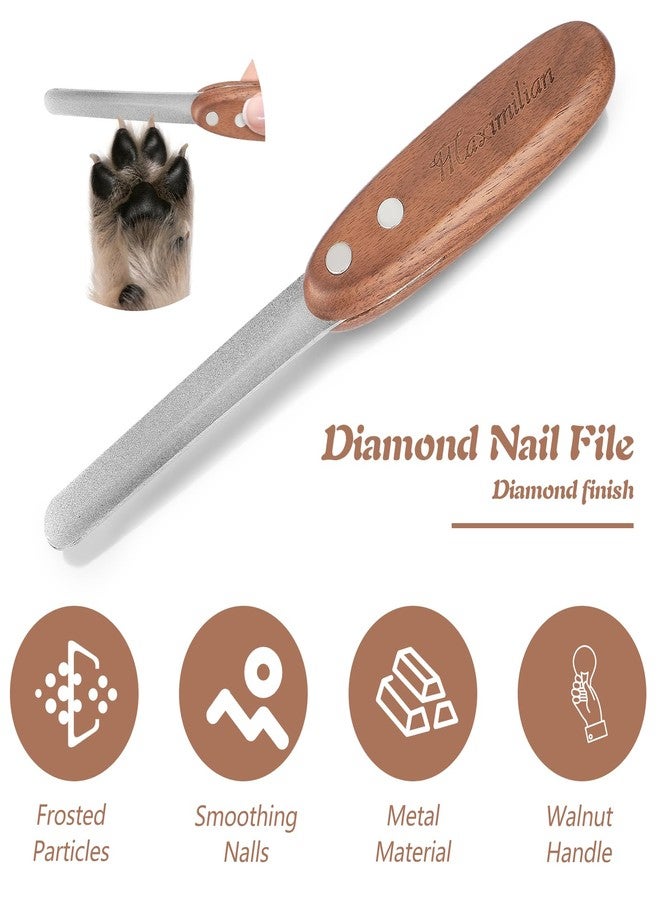 WJIAAA Dog Nail File, Diamond Coated Metal Nails Filer for Dogs Cats Pets with Ergonomic Walnut Handle, Smooth and Shape Rough Edges Remove Burs - Image 4