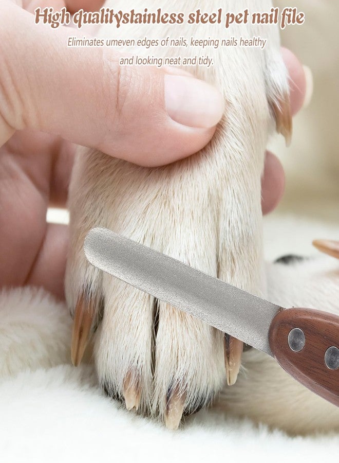 WJIAAA Dog Nail File, Diamond Coated Metal Nails Filer for Dogs Cats Pets with Ergonomic Walnut Handle, Smooth and Shape Rough Edges Remove Burs - Image 3