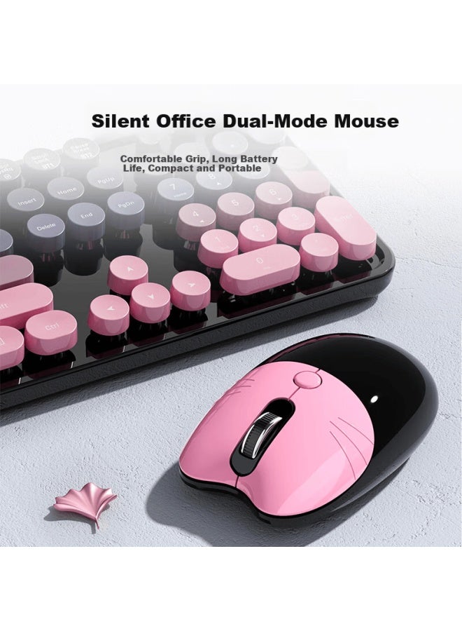 Mofii Sweet Advanced Wireless Charging Keyboard And Mouse Set 104-key Business Office Keyboard And Mouse Retro Polka Dot Design Laptop Keyboard Gray Multicolor - Image 4