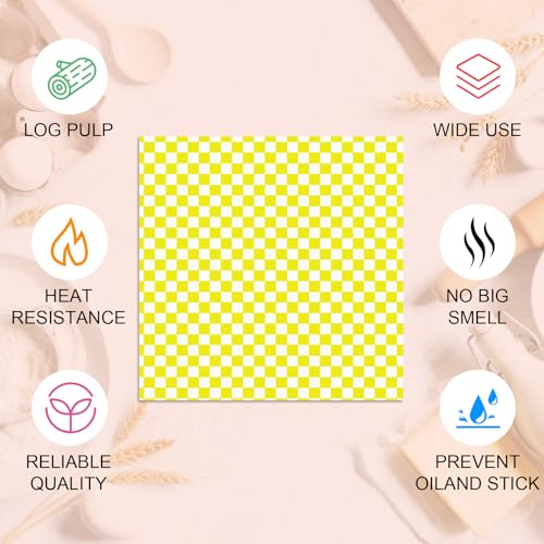 Ninsula Deli Paper Sheets 126P, 11.5x11.5 In Checkered Sandwich Paper Wraps, 6 Colors Basket Liners For Food Serving, Grease Resistant Burger Wrappers for BBQ, Picnic, Party - Image 4