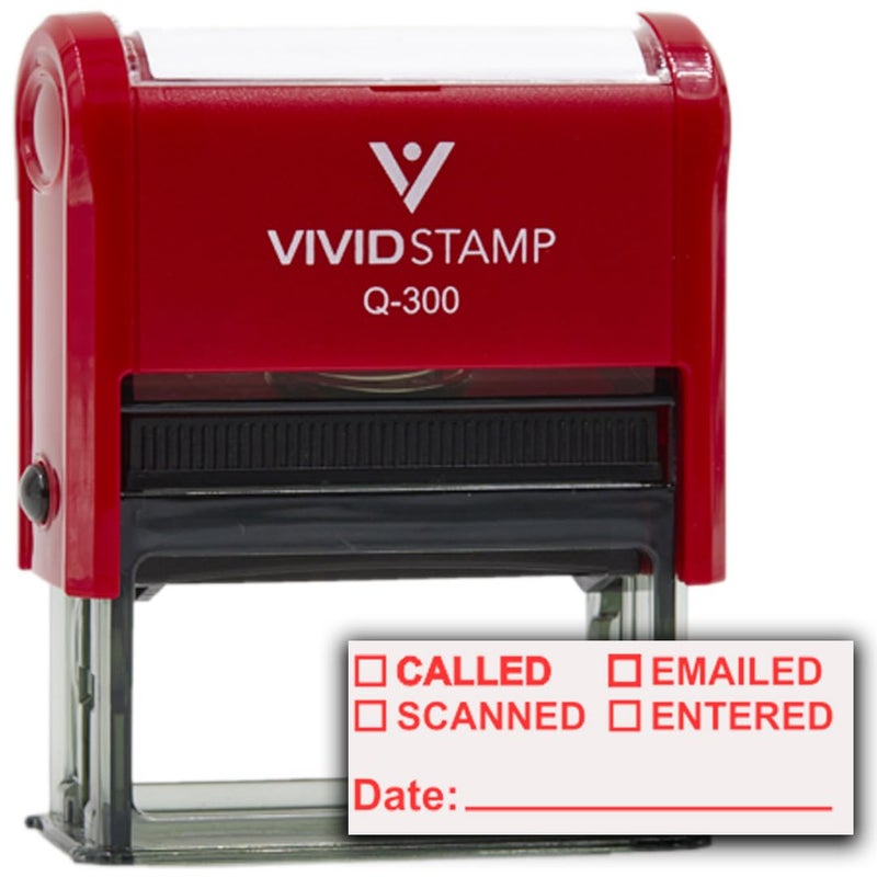 Vivid Stamp Called  Scanned  Emailed with Date Line SelfInking Office Rubber Stamp Red Ink  Q200