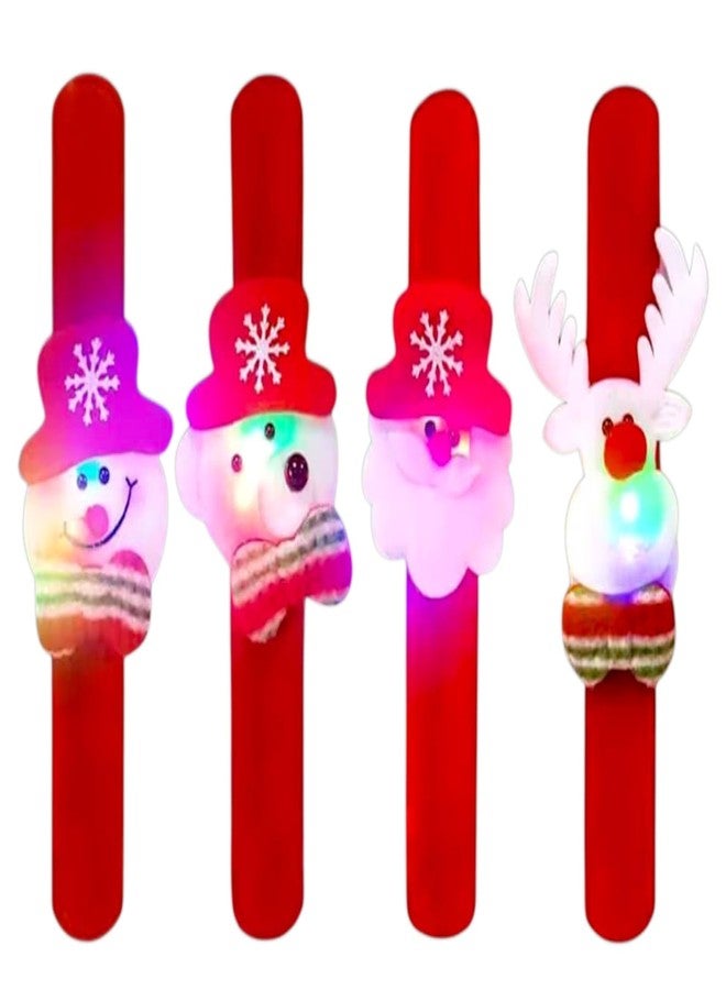 AMYCAUR Merry Christmas LED Light Hand Slap Wristbands for Kids, Girl & Boy, Adults Slap Bands are Perfect for Christmas Parties, Birthdays, and New Year Celebrations Return Gifts for Kids (4_Pcs) - Image 1