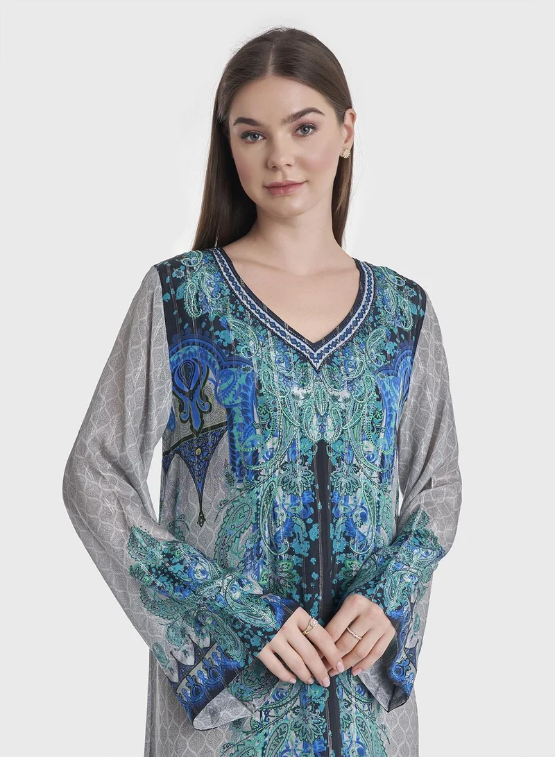 KASHKHA Viscose Printed Jalabiya