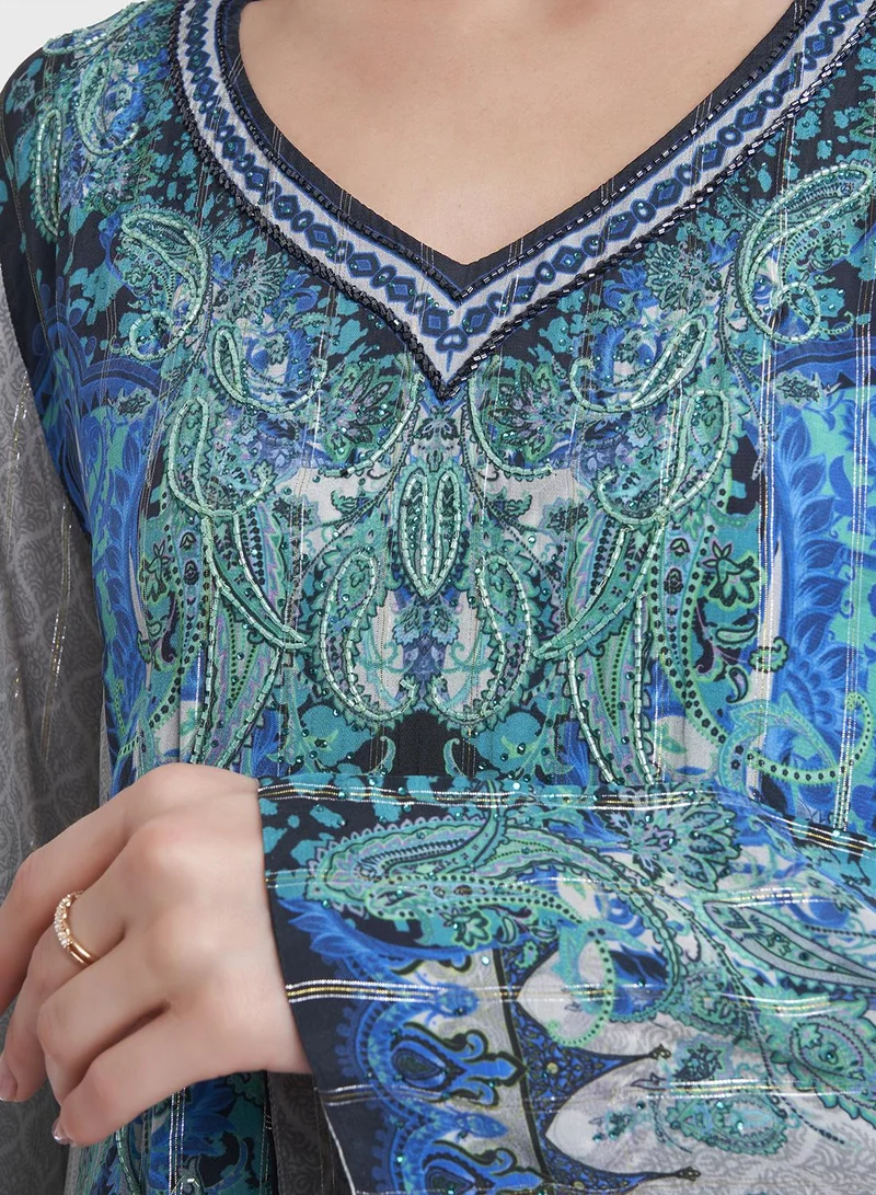 KASHKHA Viscose Printed Jalabiya