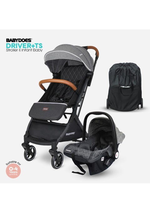 Driver+ Ts - Baby Stroller With Travel System, 5-Point Harness, Infant Carrier As A Car Seat/Rocking Chair, Adjustable Backrest And Footrest, 0-4 Years - Grey
