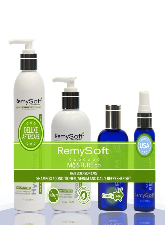 RemySoft Moisturelab Deluxe System - Safe for Hair Extensions, Weaves and Wigs - Salon Formula Shampoo, Conditioner & Serum - Gentle Sulfate-free Lather - Image 1