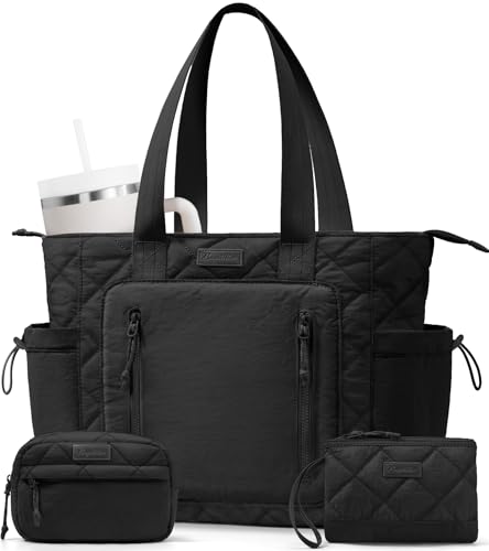 Bagstellar Puffer Tote Bag for Women, Lightweight Puffy Work Laptop Handbag Teacher Nurse Quilted Shoulder School Daily Travel Gym Bag - Image 1