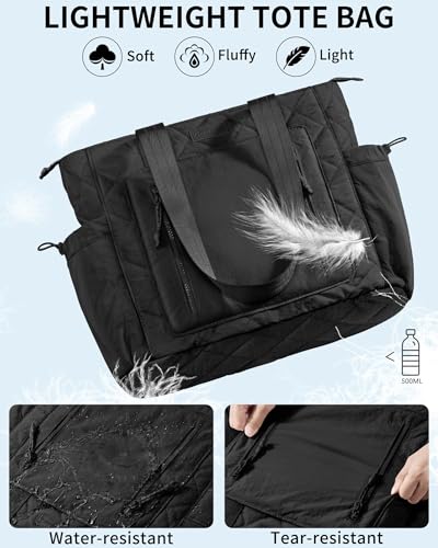 Bagstellar Puffer Tote Bag for Women, Lightweight Puffy Work Laptop Handbag Teacher Nurse Quilted Shoulder School Daily Travel Gym Bag - Image 5
