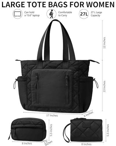 Bagstellar Puffer Tote Bag for Women, Lightweight Puffy Work Laptop Handbag Teacher Nurse Quilted Shoulder School Daily Travel Gym Bag - Image 4