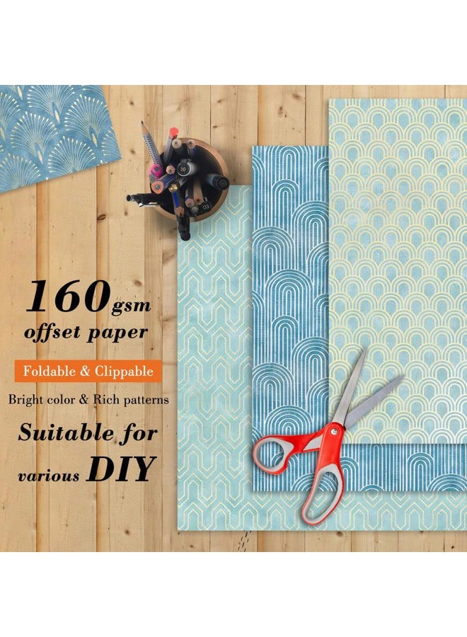 EAMOTOL 6''x 6'' Blue Geometric Scrapbook Paper Pad- 24 Sheets Double Sided Paper for Junk Journal Supplies DIY Cards Making Decor Gifts Crafts Wrapping Decorative Collage Folded Photo Album - Image 4