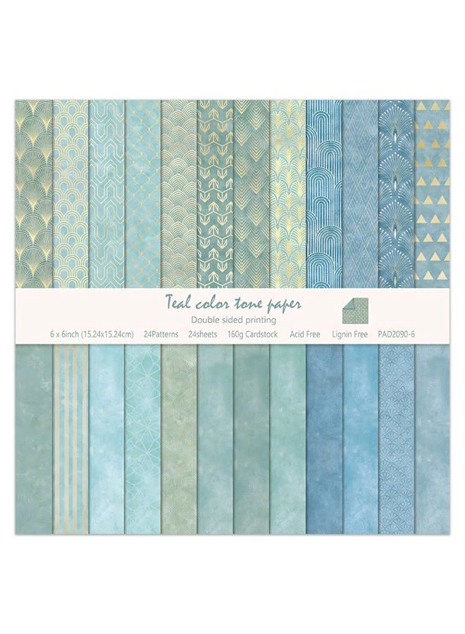 EAMOTOL 6''x 6'' Blue Geometric Scrapbook Paper Pad- 24 Sheets Double Sided Paper for Junk Journal Supplies DIY Cards Making Decor Gifts Crafts Wrapping Decorative Collage Folded Photo Album - Image 1