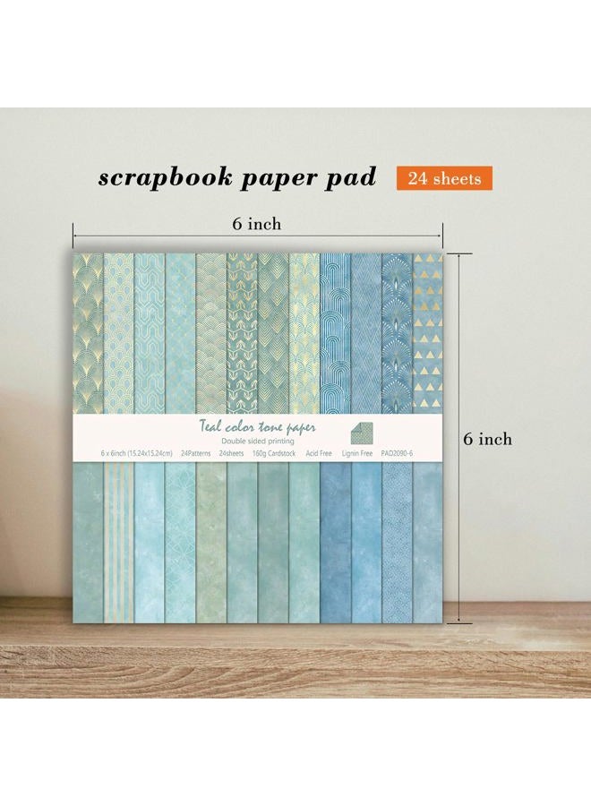 EAMOTOL 6''x 6'' Blue Geometric Scrapbook Paper Pad- 24 Sheets Double Sided Paper for Junk Journal Supplies DIY Cards Making Decor Gifts Crafts Wrapping Decorative Collage Folded Photo Album - Image 3