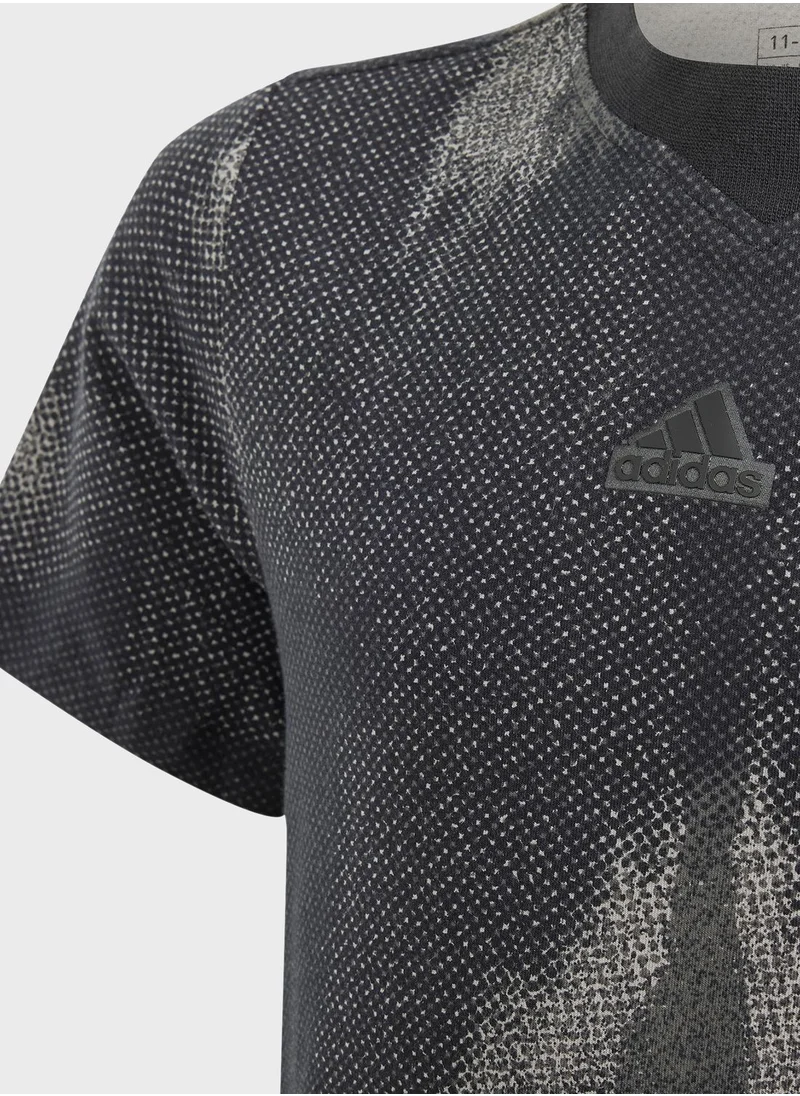 Adidas Junior Future Icons All Over Printed T-Shirt