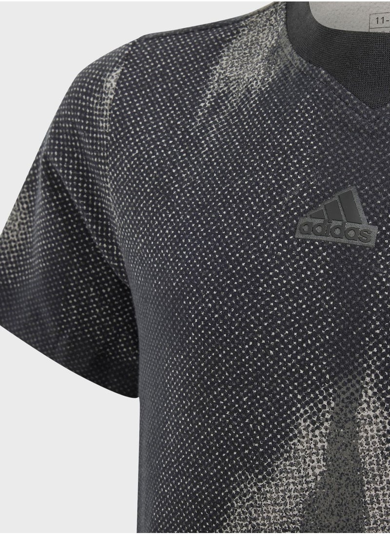 Adidas - Junior Future Icons All Over Printed T-Shirt - Image 1