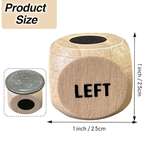 FAILUN Left Right Center Game Dice 1 Inch Wooden Dice with Drawstring Bag Easy to Store and Carry Around Convenient for Travel 3 pcs - Image 5