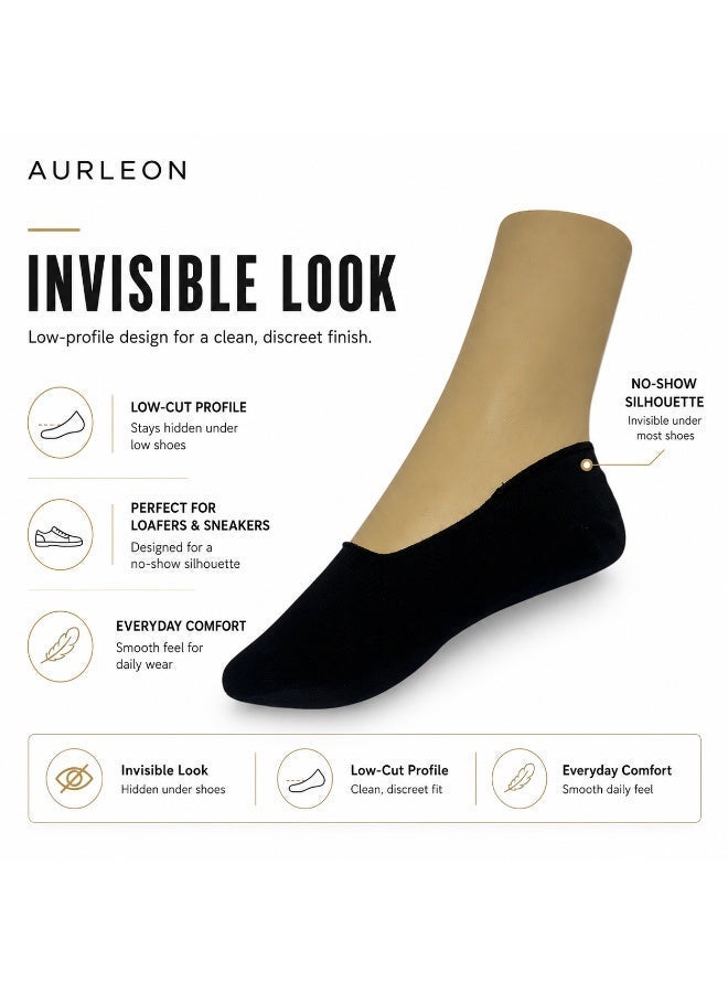 Aurleon Stay-On Cotton No-Show Liner Socks – 3 Pack – Silicone Heel Grip - Image 3