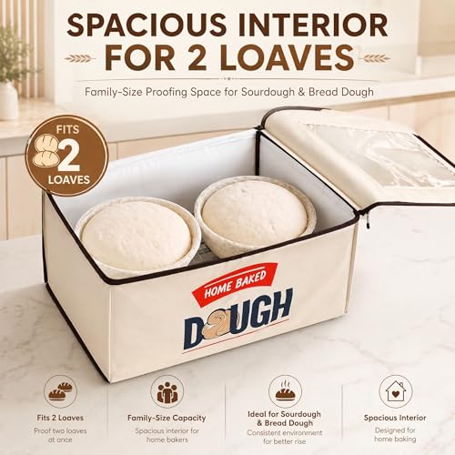 BLUBYEES Folding Bread Proofing Box, 3-Sided Heating with Precise 68-104°F Temp Control, 48H Timer, Family-Size Dough Proofer for 2 Loaves, Sourdough & Pizza Dough - Image 3