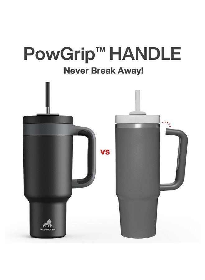 POWCAN 40 oz Tumbler with Handle, 2-in-1 Straw and Sip Lid, Leakproof, Dishwasher Safe, Insulated Stainless Steel Travel Coffee Mug, Keeps Cold for 34 Hours, Fits in Car Cup Holder (Midnight) - Image 2