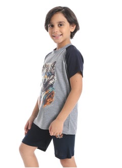 Caesar Boys printed cotton T-Shirt With Short Set  - Image 2