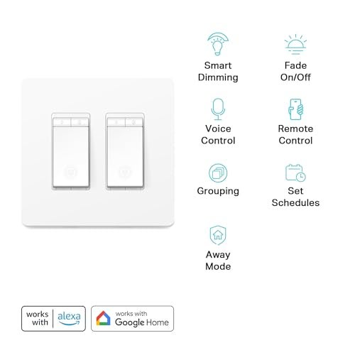 Kasa Smart Dimmer Switch 2-Gang HS220-2, Single Pole, Needs Neutral Wire, 2.4GHz Wi-Fi Light Switch Compatible with Alexa and Google Home, UL Certified, No Hub Required, White - Image 2