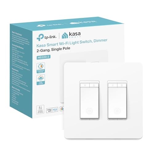 Kasa Smart Dimmer Switch 2-Gang HS220-2, Single Pole, Needs Neutral Wire, 2.4GHz Wi-Fi Light Switch Compatible with Alexa and Google Home, UL Certified, No Hub Required, White - Image 1