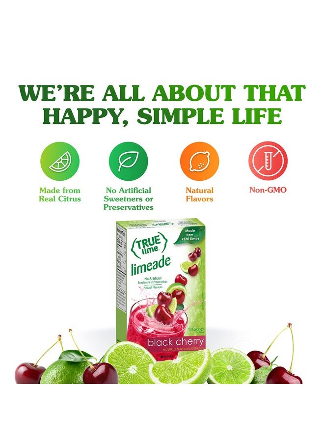 True Citrus TRUE LIME Black Cherry Limeade Drink Mix (10 Packets) | Made from Real Limes | No Preservatives, No Artificial Sweeteners, Gluten Free | Water Flavor Packets & Water Enhancer with Stevia  - Image 2