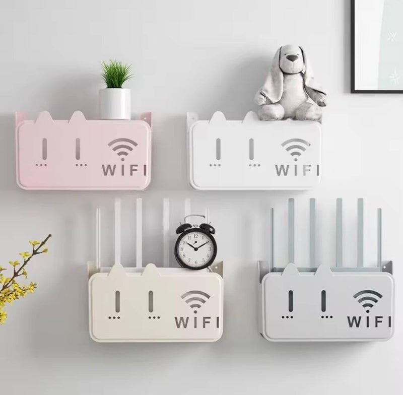 BELOXY Self-Adhesive WiFi Storage Box, WiFi Router Holder Case Wall Mount-Universal Wall Shelf for Modem, Set-Top Box, Smart Devices-Space-Saving Cable Organizer Stand for Home & Office (1) - Image 2