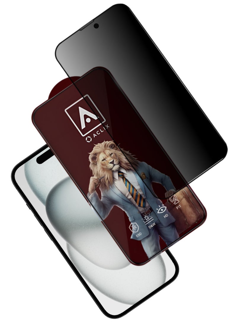 أكاليكس حماية شاشة، عاكس مخفي، لهاتف ايفون 15، جودة ممتازة. - Image 1