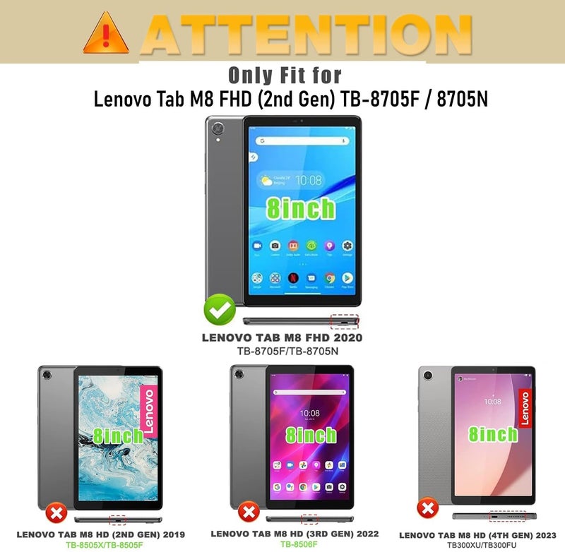 TGK Plain Design Leather Flip Case Cover for Lenovo Tab M8 FHD Cover 8 inch (2nd Gen) TB-8705F, TB-8705N, TB-8705X (Blue) - Image 2