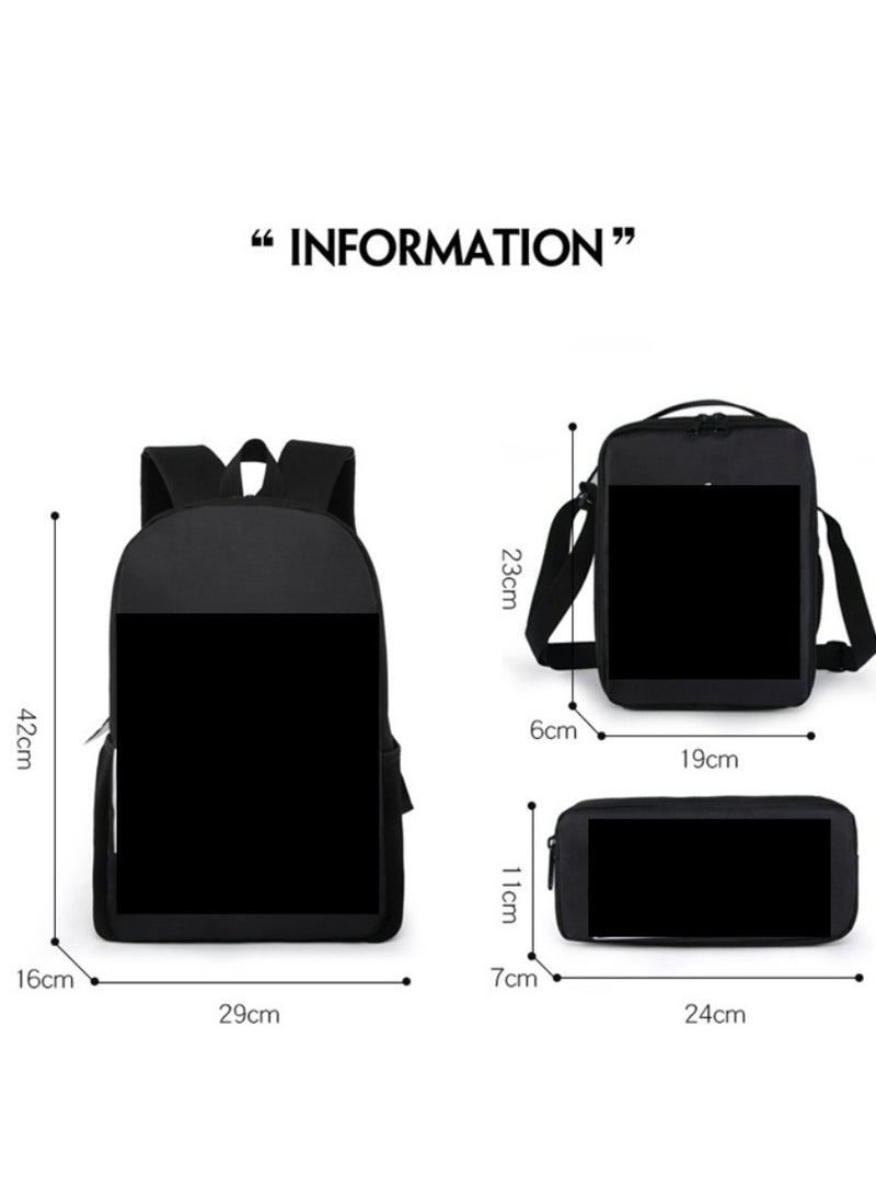 MINECRAFT Digital Printing Large Capacity Backpack Three piece Set Lunch Bag Pen Bag Polyester Comfortable Load Reducing Backpack for Students and Children Unisex  - Image 2