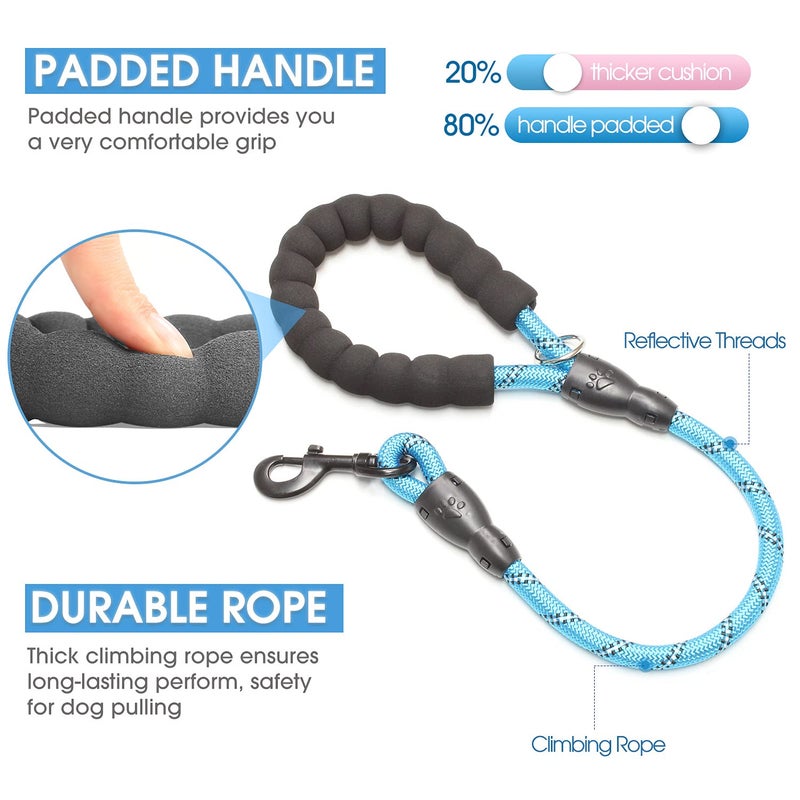 BAAPET 2/4/5/6 FT Dog Leash with Comfortable Padded Handle and Highly Reflective Threads for Small Medium and Large Dogs (2FT-1/2'', Blue) - Image 2