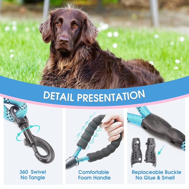 BAAPET 2/4/5/6 FT Dog Leash with Comfortable Padded Handle and Highly Reflective Threads for Small Medium and Large Dogs (2FT-1/2'', Blue) - Image 3